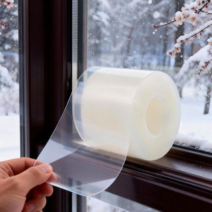 Window Sealing Tape Weather Stripping 3 Inch x 35 Yards Clear Window Insulation Draft Isolation Sealing Film Tape for Shower Glass Gaps Seal Windproof, Residue Free (3 Inch x 35 Yards) - style: 3 Inch x 35 Yards