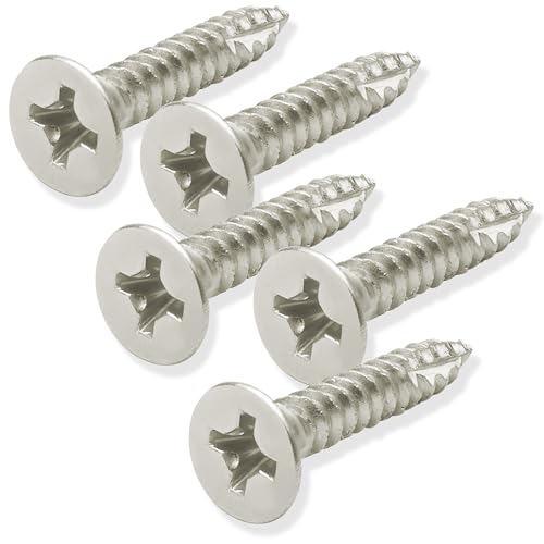 Cauldham Satin Nickel Wood Screws #9 x 1 Inch for Door Hinges - 25 Pack - color: Satin Nickel