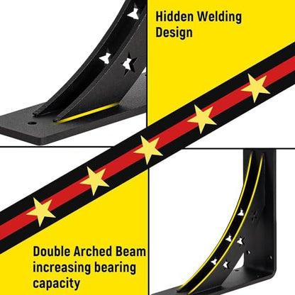 Heavy Duty Shelf Brackets，max Load 900 LBS,Premium Alloy Metal Mantel Brackets , (Set of 2) Fireplace Mantel Brackets - Countertop Support Brackets (Matte Black, 6 inch x 5 inch) - size: 6 inch x 5 inch
