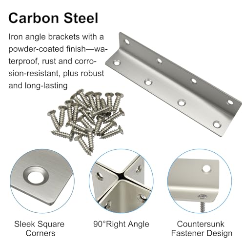 4 Pcs Corner Brace Angle Bracket, 5.5"x 1", Stainless Steel - size: silver,5.5"x 1"