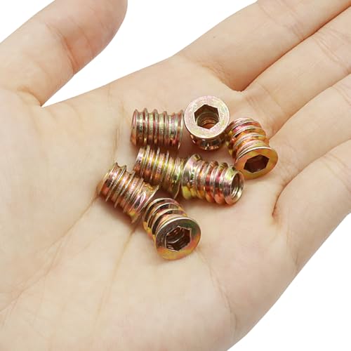 Piutouyar 20 Pcs M6x13mm Threaded Inserts Nuts for Wood - size: M6x13mm