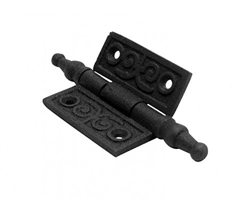 Renovators Supply Manufacturing Cabinet Door Hinge 2 in. Black Wrought Iron Butt Hinge Victorian Steeple Tip Flush Mount Hinges with Hardware, Pack of 6 - size: 2 inches - Pack of 6