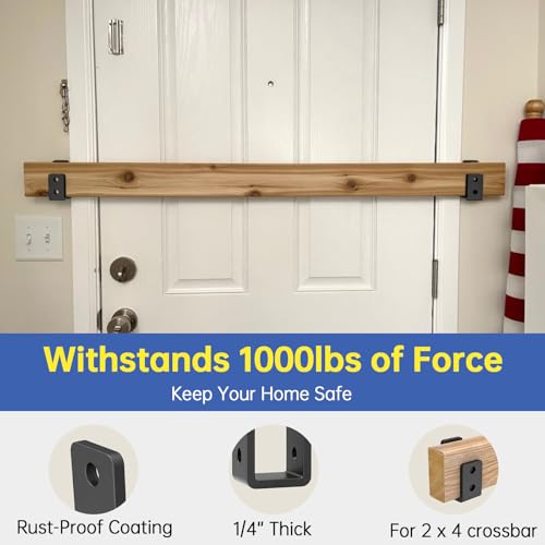 Door Barricade Brackets, Heavy Duty U-Shaped Security Hardware, 2x4 Lumber Lock, Metal Gate Reinforcement, 2-Pack，Thickness：1/4”，Black - color: 2 pack-6MM