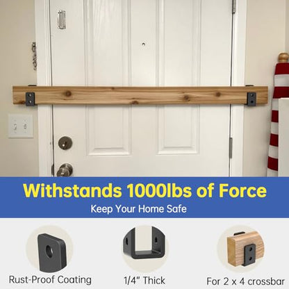 Door Barricade Brackets, Heavy Duty U-Shaped Security Hardware, 2x4 Lumber Lock, Metal Gate Reinforcement, 2-Pack，Thickness：1/4”，Black - color: 2 pack-6MM