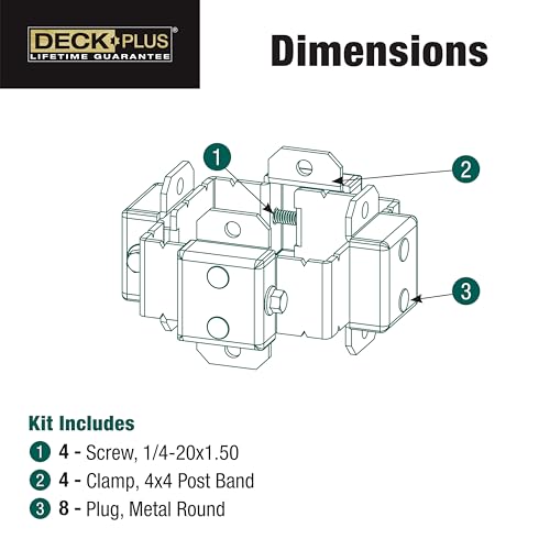 Deck Plus Ironwood Post Band Accent, 4in x 4in, 1 Set, Black