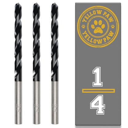 1/4 Inch Drill Bit (3 Pack) Industrial Grade M35 Cobalt Titanium Aluminum Nitrite - 1/4" Diameter & Total Length of 4" with Working Length of 2-3/4" Easily Drill Into Metal, Steel, & Aluminum - size: 1/4 in