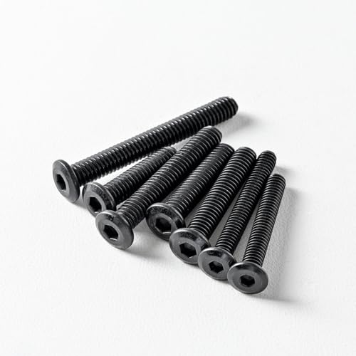 M2.5 x 10mm(50 Pack) Metric Flat Head Hex Socket Cap Screws Bolts, Black Oxide 304 Stainless Steel 18-8, Hex Drive, Bright Finish Fully Machine Thread - size: M2.5 x 10