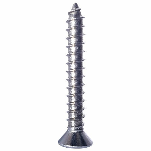 #10 x 1-1/2" Flat Head Sheet Metal Screws, Square Drive, Stainless Steel 18-8, Full Thread, Bright Finish, Self-Tapping, Quantity 100 By Fastenere - size: #10 x 1-1/2" (100 Pack)