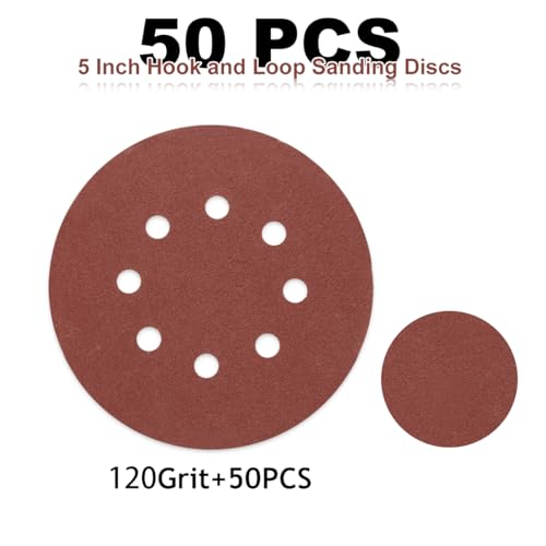 50 PCS 120 Grit 5 Inch 8 Hole Sanding Discs