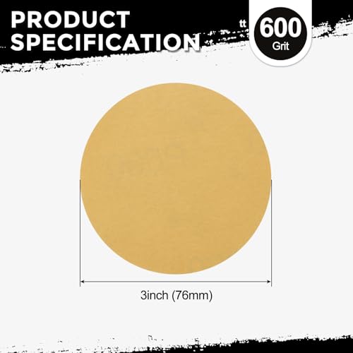 25Pcs Sanding Discs 3In 600Grit Hook and Loop Sandpapers Yellow - color: Yellow, size: 3 Inch(600 Grit)