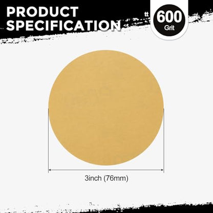 25Pcs Sanding Discs 3In 600Grit Hook and Loop Sandpapers Yellow - color: Yellow, size: 3 Inch(600 Grit)