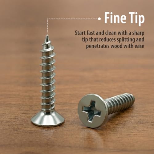 BCP Fasteners #8 x 3/4" Stainless Steel Flat Head Wood Screws, 100 Pack - size: #8 x 3/4"