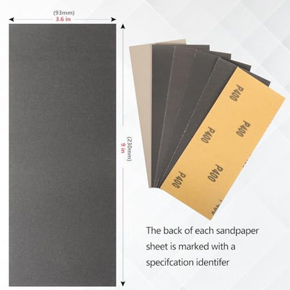 Premium 20-Sheet 5000 Grit Wet Dry Sandpaper, 9 x 3-2/3 Inch - style: 5000Grit