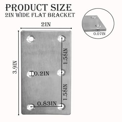 20Pcs Stainless Steel Flat Bracket Mending Plate4 x2 Bracket Joining Plate - size: 20Pack-4Inch