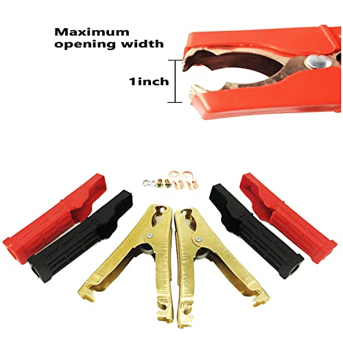 Jumper Cable Battery Clamps Crocodile Clamp Pure Copper 100A/800A/1500A Car Battery Charger Clamps Power Replacement Battery Alligator Clips Jumper Cables Clamp (100-500A) - color: 100-500a