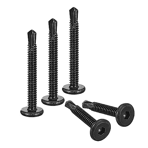 uxcell 100pcs Hex Socket Self Tapping Screws #10 x 1-3/4", 410 SS, Black - color: Black, size: #10 x 1-3/4"