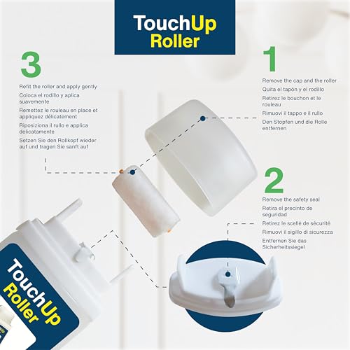Wall Touch Up Paint Roller - White Wall Repair Paint for Touch Ups, cover Moisture Stains and Scratch Marks, Rechargeable with Replacement Roller Included – 2,7fl.oz./80ml (1)