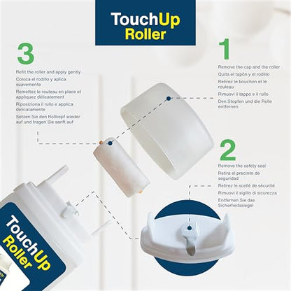 Wall Touch Up Paint Roller - White Wall Repair Paint for Touch Ups, cover Moisture Stains and Scratch Marks, Rechargeable with Replacement Roller Included – 2,7fl.oz./80ml (1)
