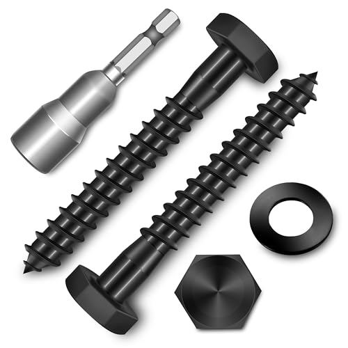 (20-Set) 1/4 x 2 Lag Bolts, Stainless Steel Heavy Duty Hex Head Lag Screws for Wood, Commercial/Industrial Grade 1/4 Bolts, Mounting Screws Bolts Kit, Black Oxided by Marysino - color: Black, size: 1/4" x 2"