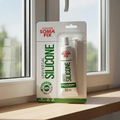 White Silicone Caulk (No Gun Needed) Flexible & Waterproof Caulking Tube - color: White