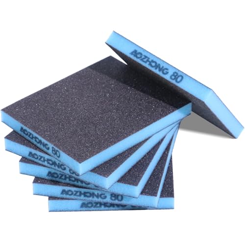 6pcs Sanding Sponge 80 grit Soft Sanding Block Washable and Reusable, Double-Sided Sponge Sanding Blocks Wet Dry Sandpaper Pad for Wood Metal FurniturePaint - style: 80 Grit 6pcs