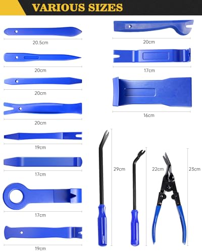 Poraxy Trim Removal Tool, 120Pcs Car Panel Door Audio Removal Tool Kit, Auto Clip Pliers Fastener Remover Pry Tool Set with Storage Bag - color: Blue