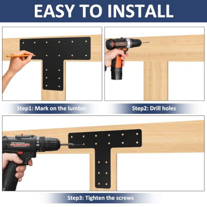 4 Pcs 14"x10" T Post Timber Brackets, 3MM Anti-Rust, Corrosion Resistant - style: T Shape(14x10x3)