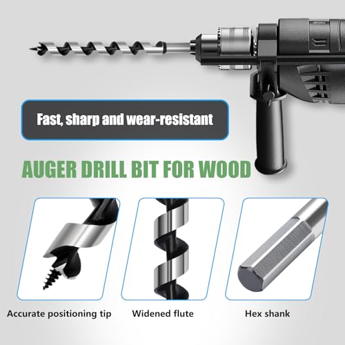 0.98 x 9 Auger Drill Bit for Wood,25x230mm Hex Shank Ship Auger Bit - size: 0.98 in x 9 in