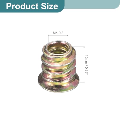 uxcell 100Pcs Threaded Insert M5-0.8x10 Zinc Plated Carbon Steel Hex Socket - size: M5-0.8x10mm