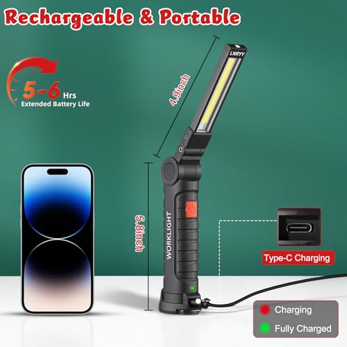 LNRYY 4Pack Rechargeable Magnetic LED Work Light/Flashlight for Mechanics