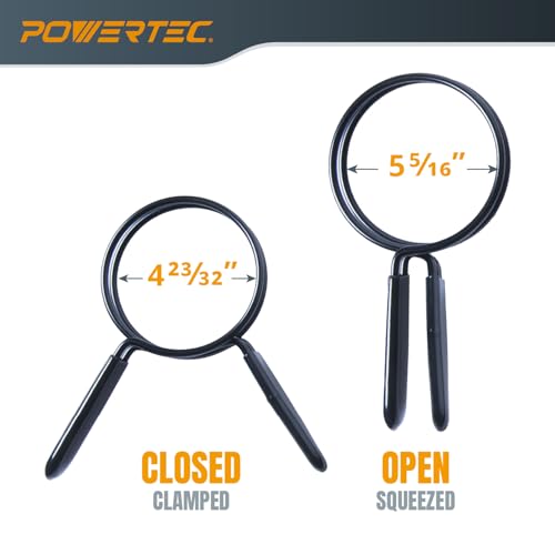 POWERTEC 5 Inch Double Loop Hose Clamps for Dust Collection Hose and Dryer Vent Hose, Quick Release Spring Clamps for Dust Collector and Dust Collection Fittings, 2 pack (70410) - size: 5 Inch, style: Double loop clamps (2 PK)