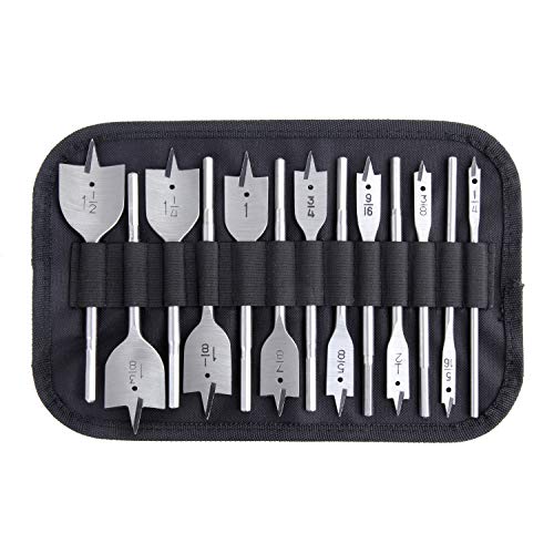Hyper Tough 13 Piece Wood Spade Bit Set with Storage Bag AU05021K