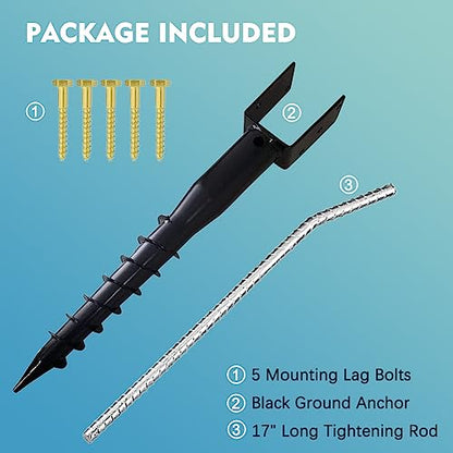 4 x 4 No-Dig Ground Anchor, 27" Screw-in Post Stake for Mailbox, Black - size: 1 Pack