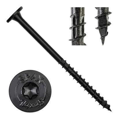 SPAX 1/4" x 4-1/2" Powerlags XF Exterior Pancake Head Structural Wood Lag Screws (50 pcs) T40 T-Star HCR Heavy Duty Timber Landscape Deck Structures High Corrosion Resistant - size: 1/4" x 4-1/2"