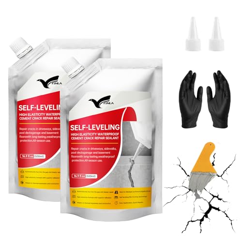 Concrete Crack Filler, 2PC High Elasticity Self-Leveling Sealant - Waterproof Cement Repair for Driveway, Patio, Sidewalk, Joints - Fast Drying Gray Adhesive - Indoor & Outdoor Caulk - size: 2.4LB
