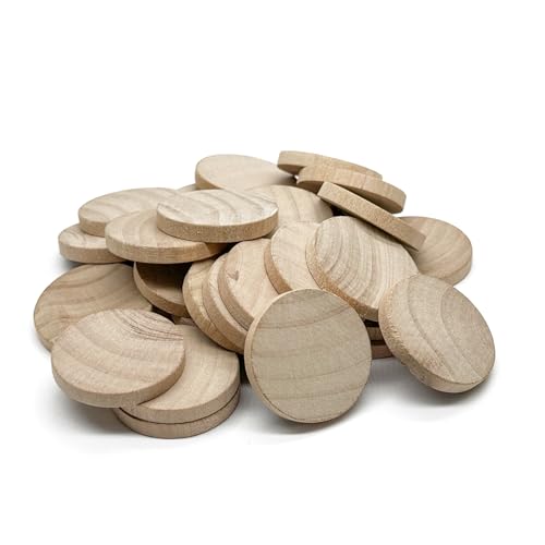30Pcs Flat Head Wood Plugs,Screw Hole Plugs,Wooden Hole Plugs,Buttons Wood Plug,Wood Screw Covers for Furniture Tables Chairs(35x5mm)