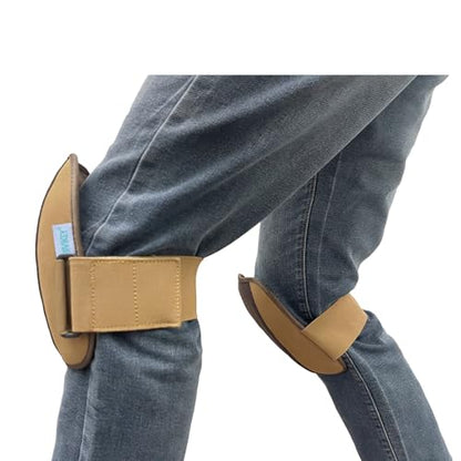 Work Knee Pads Made of Genuine leather and Durable Rubber Thick EVA Foam Cushion| Suitable for Mechanical Repairs and Yard Work |With Adjustable Straps Brown - color: Brown US
