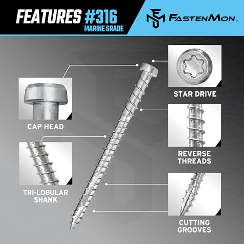 Composite Deck Screws, #10 x 2-1/2", 100PCS, Natural - color: Natural, size: #10 x 2-1/2"