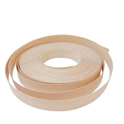 Maple Wood Veneer Edge Banding Tape,7/8 inch ×50ft Preglued Iron On Wood Veneer,Backed with Hot Melt Self Adhesive Strips,Plywood Edgebanding Roll for Shelf Desk Door Edging Restoration - size: 7/8" x50'