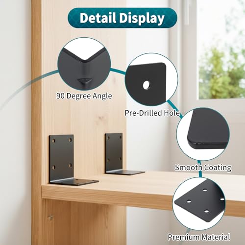 4" x 4" x 3-1/8" Heavy Duty Steel L Angle Corner Bracket, 90 Degree Support Bracket for Wood Beams Pergolas Shelves Furniture, Thickness 0.12", Max Load 160 lbs, 8 Pack - size: 4" x 4" x 3-1/8"