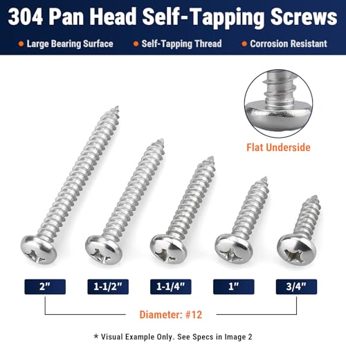 #6 x 3/4" (100 Pack) Stainless Steel Phillips Pan Head Wood Screws, Stainless Steel 304 (18-8), Pan Head Sheet Metal Screws Self Tapping for Wood - size: #6 x 3/4"