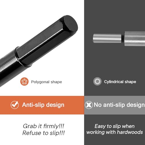 7 Inch Forstner Bit Extension for 3/8'' Round Shank Black Hole Saw Drill Chuck Extension Adding 5-3/4 inches Drilling Depth to Forstner Drill Bit for Wood Turners Furniture Carpentry - size: 7'' Long for 3/8'' Round Shank