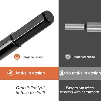 7 Inch Forstner Bit Extension for 3/8'' Round Shank Black Hole Saw Drill Chuck Extension Adding 5-3/4 inches Drilling Depth to Forstner Drill Bit for Wood Turners Furniture Carpentry - size: 7'' Long for 3/8'' Round Shank