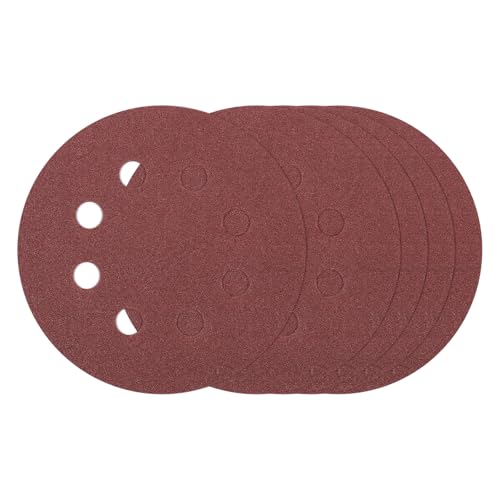 5Pcs Sanding Disc 5Inch 100Grit 8 Hole Sandpapers Red - color: Red, size: 5 Inch(100 Grit)