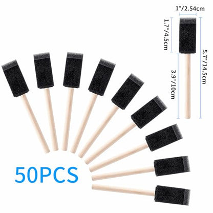 50 Pcs Foam Paint Brushes Set, 1 Inch, for Painting, Staining, Varnish - size: 50PCS 1"