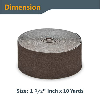 POWERTEC Emery Cloth Sandpaper Roll 120 Grit, 1-1/2" x 10 Yards Emery Cloth Roll Aluminum Oxide Sandpaper for Woodworking, Deburring, Polishing, Automotive, 2PK (49000-P2V) - size: 1-1/2x10, 120 Grit, 2PK
