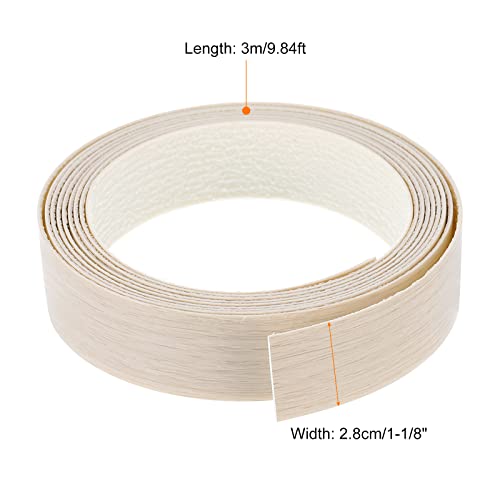 uxcell Edge Banding, 1-1/8 inch x 9.84ft Pre-Glued Wood Veneer Edging Iron-on Flexible Edge Banding for Cabinet Repair Furniture Restoration, Oak - size: 1-1/8 Inch x 9.84ft