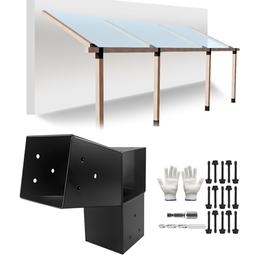 1Pc 3-Way 15 Degree Heavy Duty Steel Pergola Kits for 4"x4"Lumber,DIY Slant Bracket for Pergolas,Gazebo,Deck Porch,Cabin Elevated Wood Support Bracket Support kit.