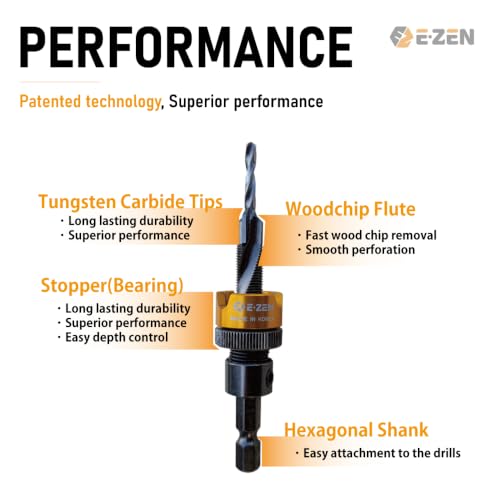 Depth Adjustable Countersink Drill Bit (3 x 8mm, 1/8" x 5/16") 1PCS - size: 3 x 8mm (1/8" x 5/16")