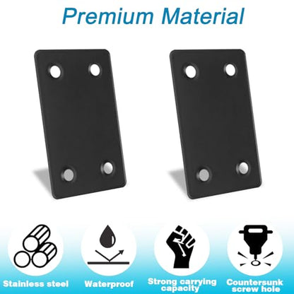 50PCS Flat Straight Brace Brackets, 2.36" Stainless Steel Joining Brackets - size: Black,2.36"x1.5"